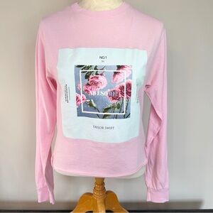 Taylor Swift ME! Floral Square Pink Cropped Long Sleeve T-Shirt Lover Era Size S